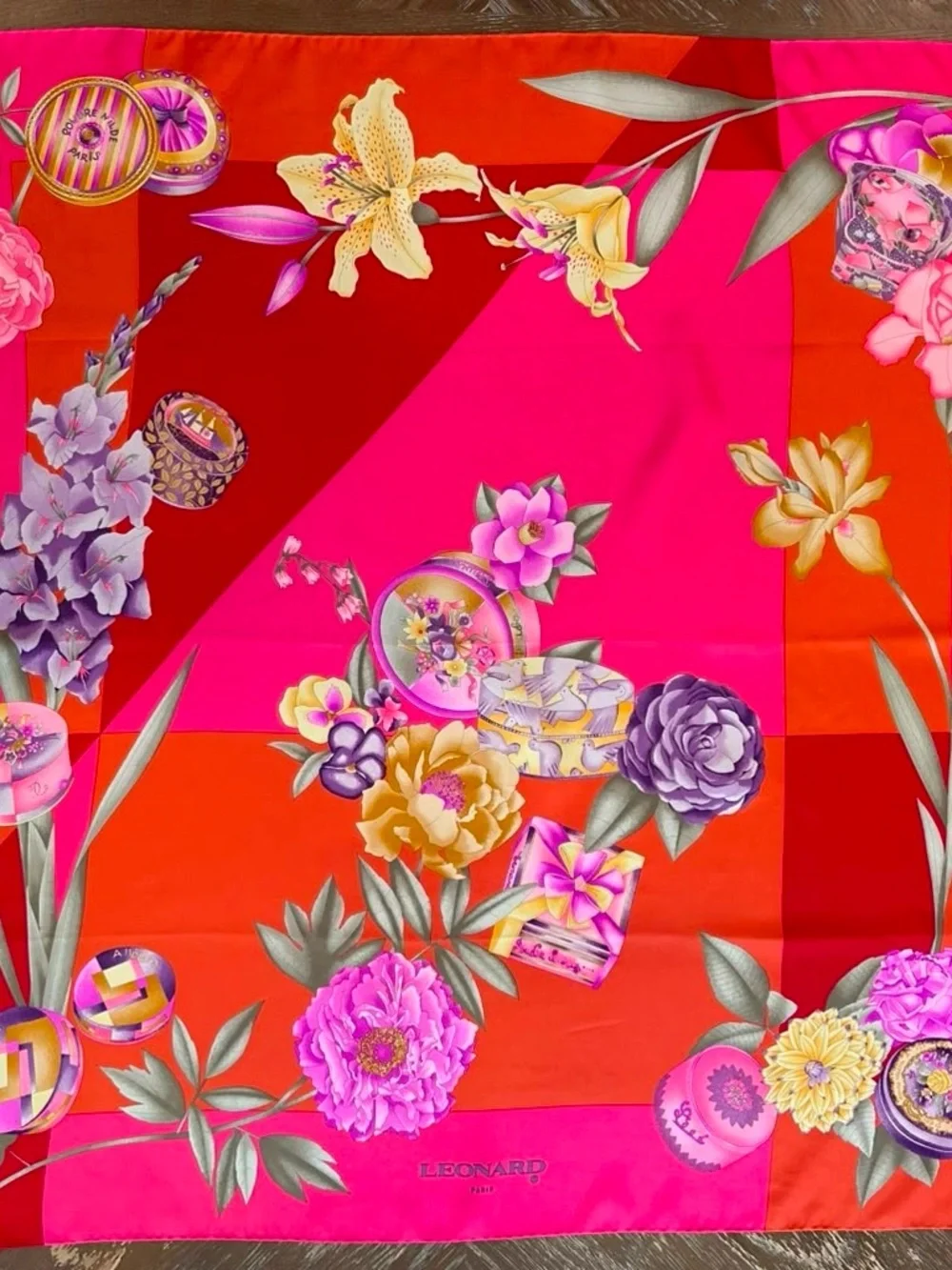 Leonard Silk Scarf Red Floral Made in Italy